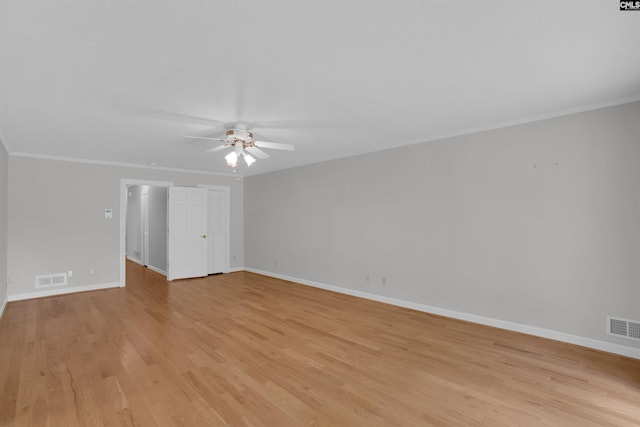 2432 Bermuda Hills Rd, Columbia, SC 29223 - empty room featuring a ceiling fan, light wood-style floors, and ornamental molding