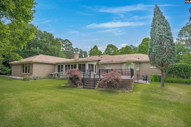 2432 Bermuda Hills Rd, Columbia, SC 29223 - back of house with a chimney, brick siding, and a yard