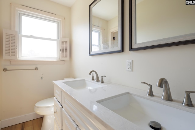 289 King Charles Rd, Columbia, SC 29209 - full bathroom with healthy amount of natural light, double vanity, and wood finished floors