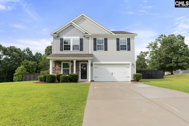 34 Riesling Ct, Lugoff, SC 29078 - view of front of property with driveway, a garage, board and batten siding, and covered porch