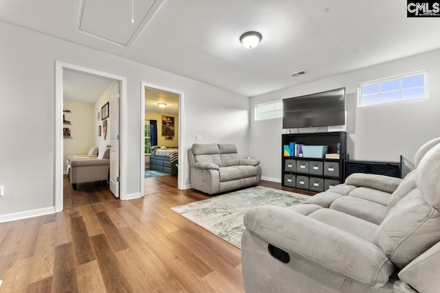 34 Riesling Ct, Lugoff, SC 29078 - living area featuring attic access and wood finished floors