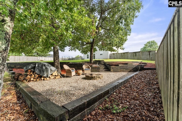 34 Riesling Ct, Lugoff, SC 29078 - fenced backyard with a fire pit