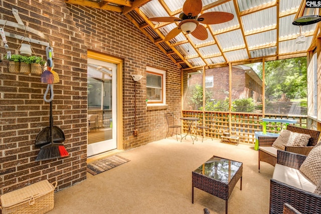 330 Grantham Rd, Irmo, SC 29063 - sunroom with ceiling fan, vaulted ceiling, and outdoor lounge area
