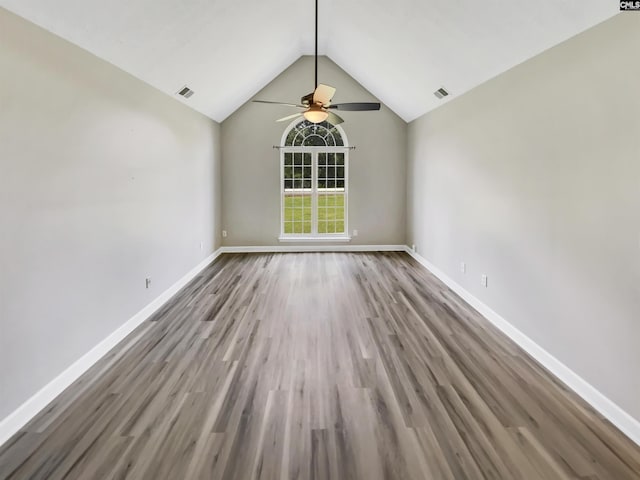 1524 Highway Church Rd, Elgin, SC 29045 - unfurnished dining area featuring ceiling fan, vaulted ceiling, and wood finished floors