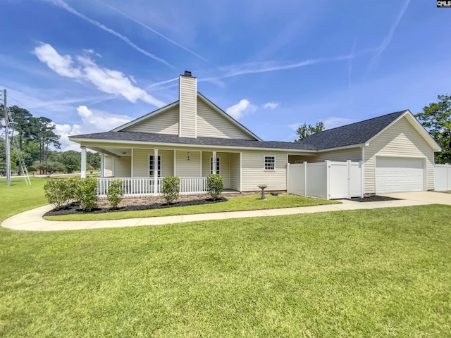 1524 Highway Church Rd, Elgin, SC 29045 - view of front of property featuring a porch, a shingled roof, a chimney, driveway, and a garage