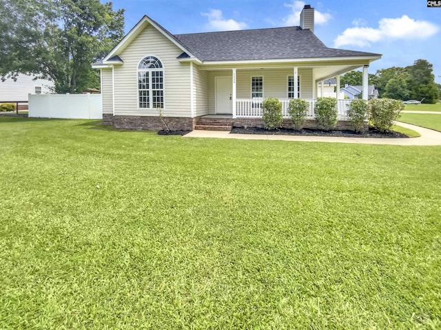 1524 Highway Church Rd, Elgin, SC 29045 - view of front of house featuring covered porch, roof with shingles, and a chimney