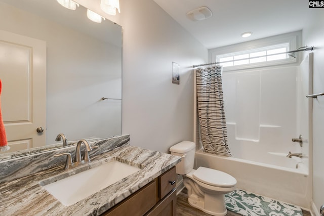 6150 Crabtree Rd, Columbia, SC 29206 - bathroom featuring shower / bath combo, vanity, and wood finished floors