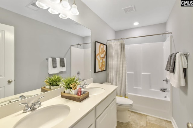 15 Ozark Dr, Columbia, SC 29223 - bathroom with shower / bath combination with curtain, double vanity, and recessed lighting
