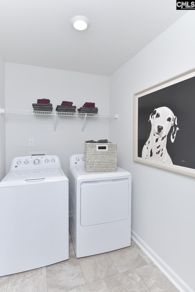 15 Ozark Dr, Columbia, SC 29223 - laundry area featuring washer and dryer and baseboards