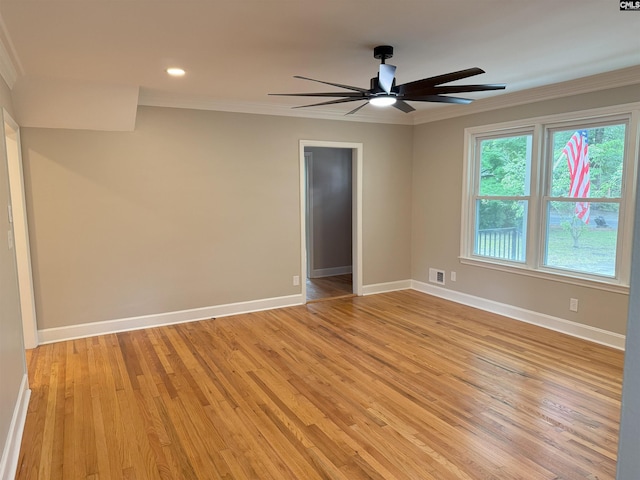 1341 Sanford Rd, Columbia, SC 29206 - empty room featuring crown molding, light wood-type flooring, ceiling fan, and recessed lighting