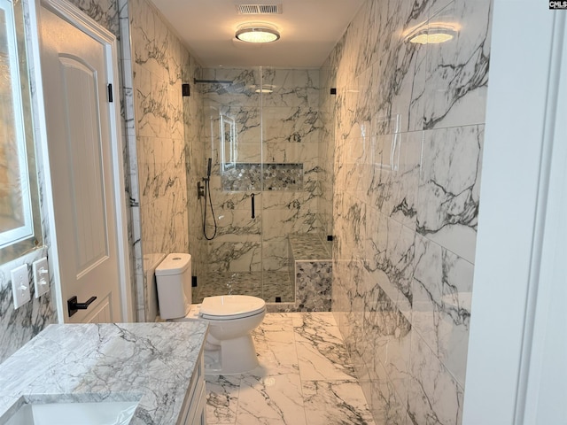1341 Sanford Rd, Columbia, SC 29206 - full bathroom with a marble finish shower, vanity, and marble finish floors