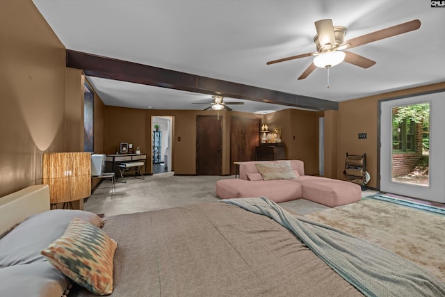 110 Summerlea Dr, Columbia, SC 29203 - carpeted bedroom featuring access to exterior and ceiling fan