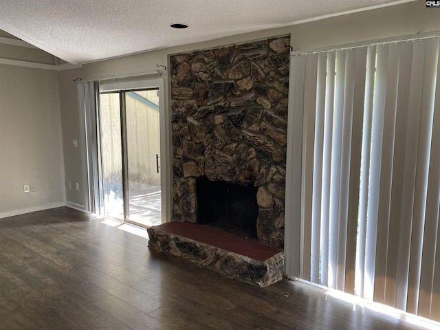 361 Hickory Hill Dr, Columbia, SC 29210 - unfurnished living room with a textured ceiling, wood finished floors, and a fireplace