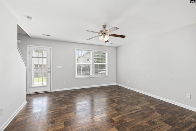 331 Aberlour Dr, Sumter, SC 29154 - unfurnished room with ceiling fan, a smoke detector, and dark wood finished floors