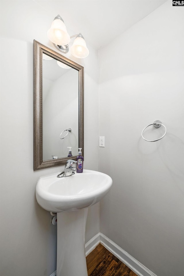 331 Aberlour Dr, Sumter, SC 29154 - bathroom with baseboards and wood finished floors