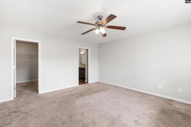 331 Aberlour Dr, Sumter, SC 29154 - unfurnished bedroom with carpet floors, a walk in closet, a closet, a ceiling fan, and ensuite bath