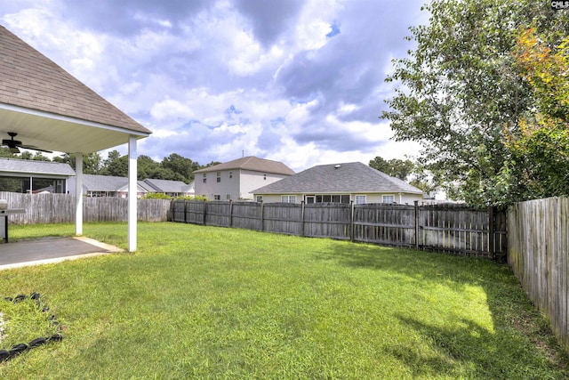 331 Aberlour Dr, Sumter, SC 29154 - fenced backyard featuring a patio and ceiling fan