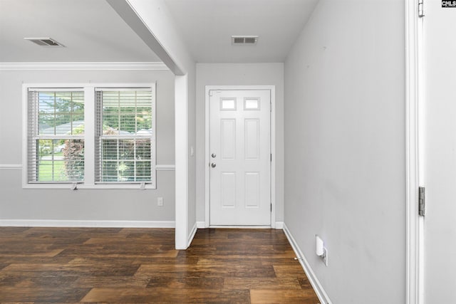 331 Aberlour Dr, Sumter, SC 29154 - entryway with dark wood-style floors and crown molding