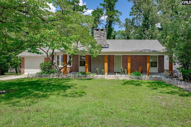 39 Downing, Columbia, SC 29209 - view of front facade featuring a porch, a chimney, and brick siding