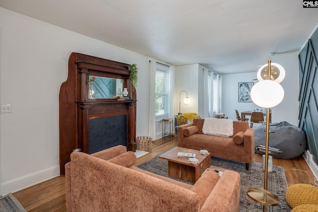 39 Downing, Columbia, SC 29209 - living room with wood finished floors and a fireplace with flush hearth
