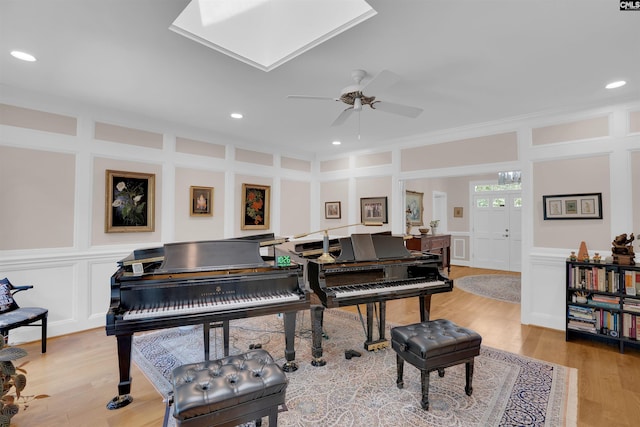 8 Sand Spur Rd, Columbia, SC 29223 - sitting room with a decorative wall, a ceiling fan, light wood-style floors, ornamental molding, and recessed lighting