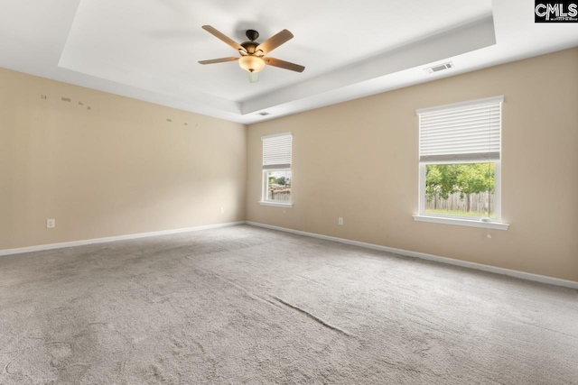 422 Drooping Leaf Rd, Lexington, SC 29072 - empty room with a raised ceiling, plenty of natural light, ceiling fan, and carpet floors