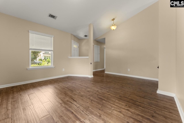 422 Drooping Leaf Rd, Lexington, SC 29072 - empty room with dark wood-style flooring and lofted ceiling