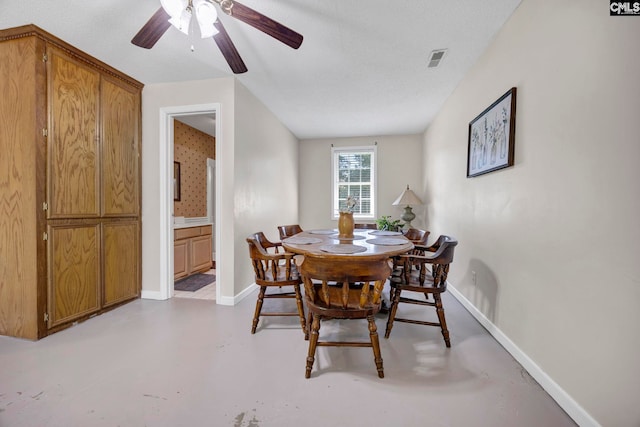 159 Rogers Rd, Saluda, SC 29138 - dining area featuring concrete flooring and a ceiling fan
