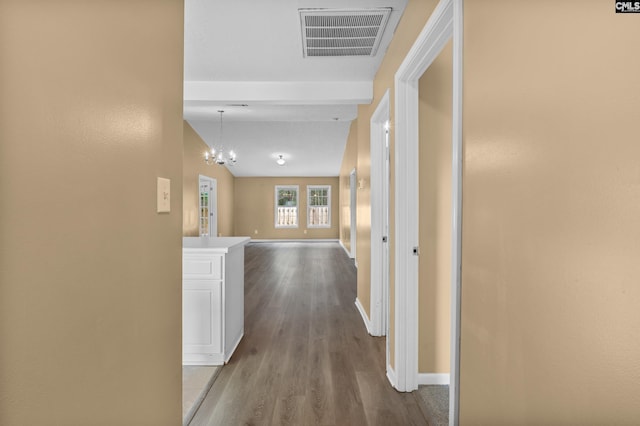 364 Elders Pond Cir, Columbia, SC 29229 - hall featuring wood finished floors and a chandelier