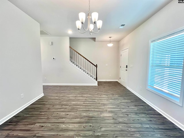 1958 Castlerock Dr, Sumter, SC 29153 - foyer with stairway, wood finished floors, and a chandelier