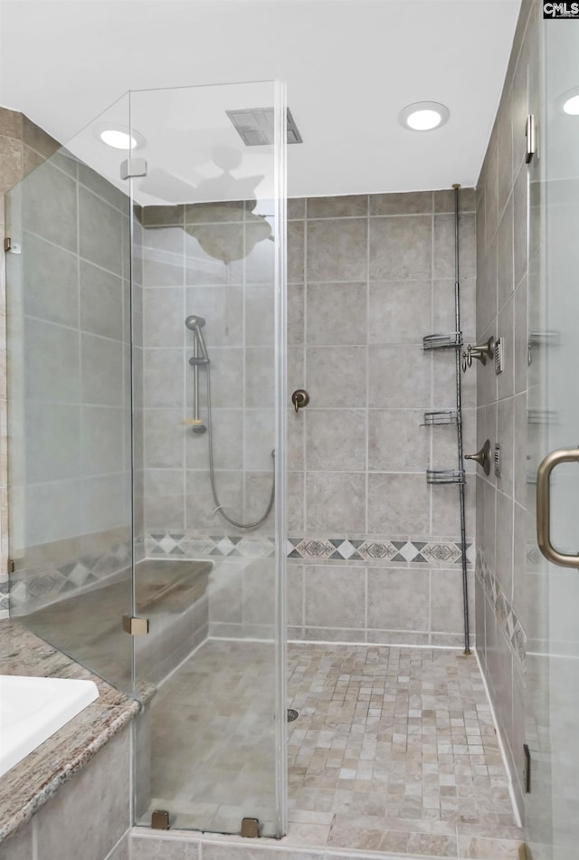 430 Hampton Creek Ct, Columbia, SC 29209 - bathroom featuring a stall shower and recessed lighting