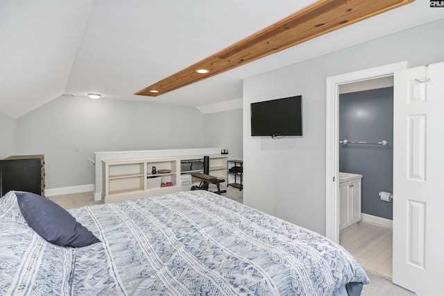 430 Hampton Creek Ct, Columbia, SC 29209 - bedroom featuring vaulted ceiling, recessed lighting, and ensuite bathroom