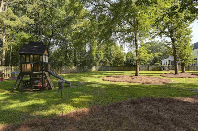 430 Hampton Creek Ct, Columbia, SC 29209 - fenced backyard featuring a playground and view of wooded area