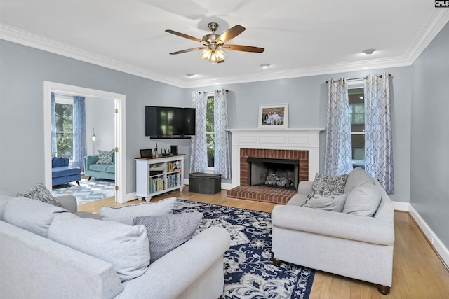 430 Hampton Creek Ct, Columbia, SC 29209 - living area with healthy amount of natural light, ornamental molding, ceiling fan, and wood finished floors