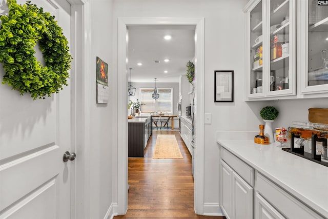214 Chapin Brook Ct, Chapin, SC 29036 - hall with dark wood finished floors and recessed lighting