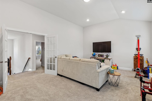 214 Chapin Brook Ct, Chapin, SC 29036 - carpeted living area featuring vaulted ceiling, french doors, and recessed lighting