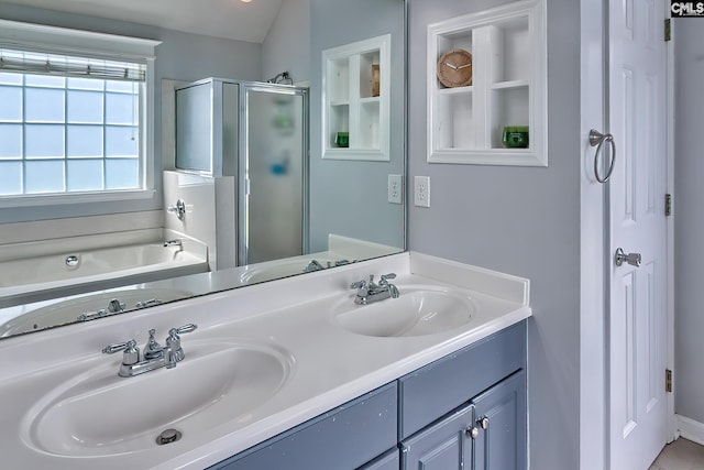 4 Beckworth Ct, Irmo, SC 29063 - bathroom with double vanity, a shower stall, and a bath