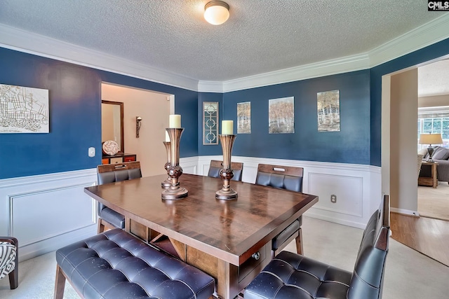 4 Beckworth Ct, Irmo, SC 29063 - dining room featuring a textured ceiling, a wainscoted wall, and ornamental molding