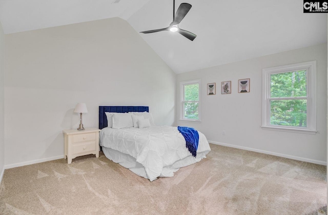 303 High Grove Rd, Summerville, SC 29485 - carpeted bedroom with ceiling fan and high vaulted ceiling