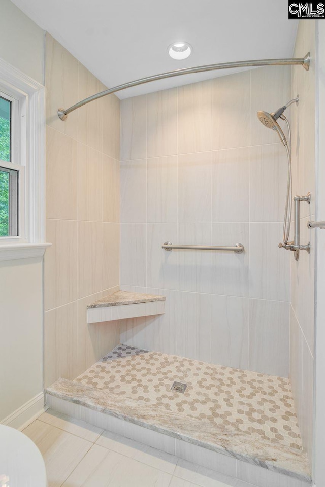 303 High Grove Rd, Summerville, SC 29485 - bathroom with a tile shower and tile patterned flooring