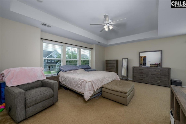 620 Blue Ledge Cir, Lexington, SC 29072 - carpeted bedroom featuring a tray ceiling and a ceiling fan