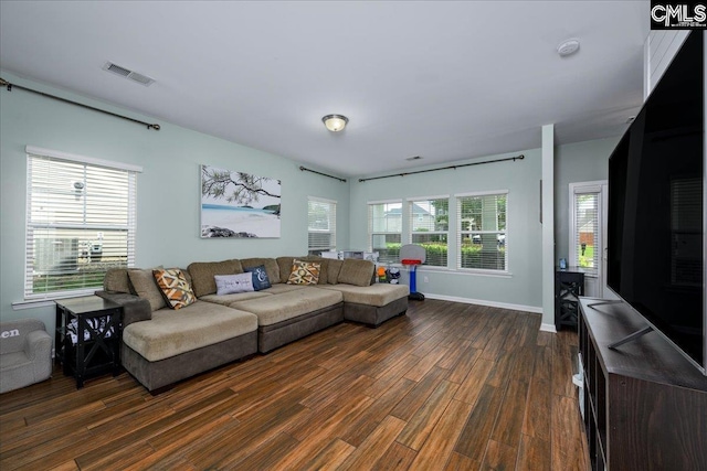 620 Blue Ledge Cir, Lexington, SC 29072 - living area featuring dark wood-style flooring and baseboards