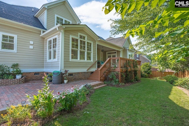 100 Julia Ct, Lexington, SC 29072 - back of house with crawl space, a patio area, stairs, a wooden deck, and roof with shingles