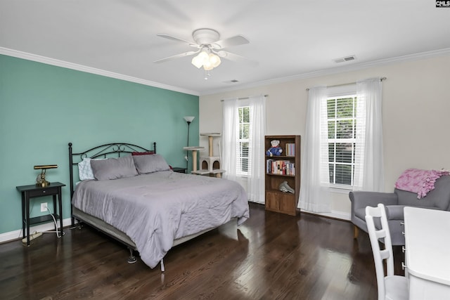 3722 Heyward St, Columbia, SC 29205 - bedroom with wood finished floors, crown molding, and ceiling fan