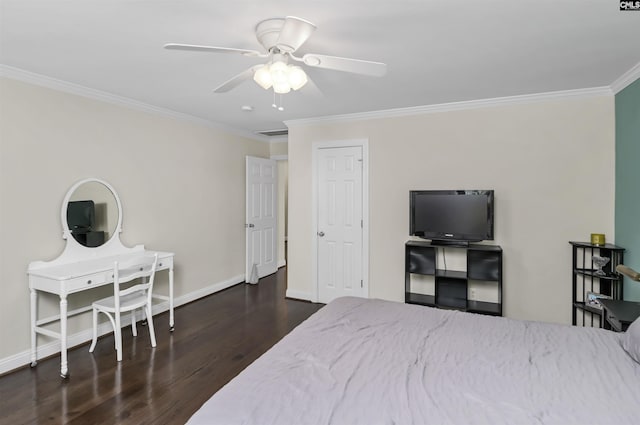 3722 Heyward St, Columbia, SC 29205 - bedroom featuring crown molding, wood finished floors, and ceiling fan