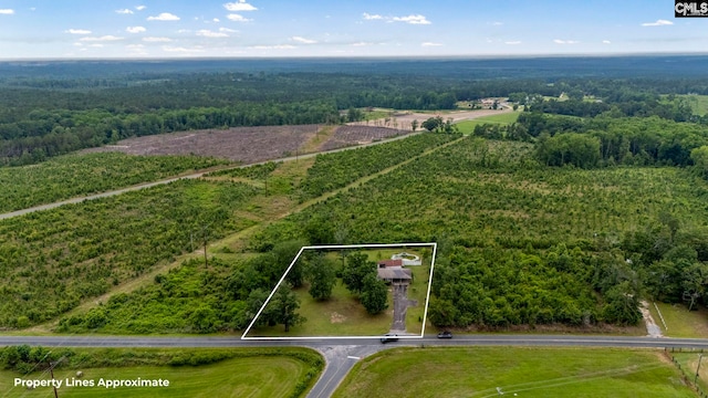 3204 Windmill Rd, Leesville, SC 29070 - aerial view of property and surrounding area with property parcel outlined and a heavily wooded area