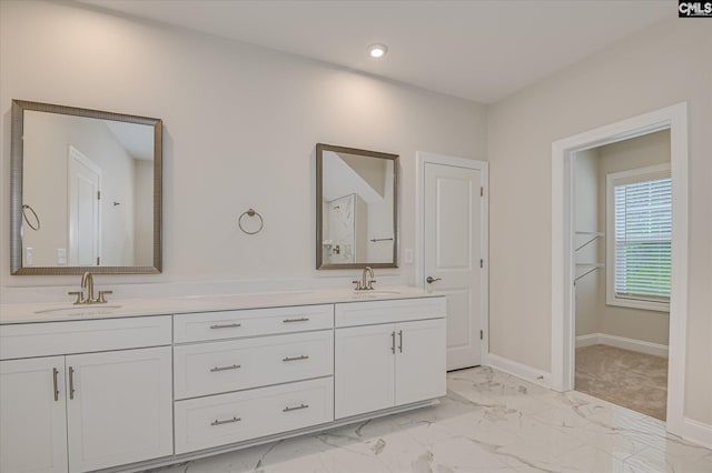 20 Belfast Ct, North Augusta, SC 29860 - full bathroom with double vanity, marble look tiles, and recessed lighting