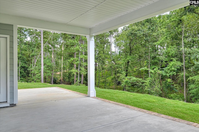 20 Belfast Ct, North Augusta, SC 29860 - view of patio featuring a forest view