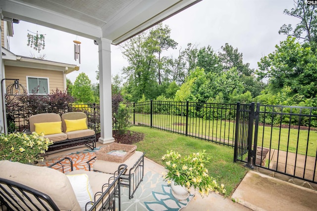 221 Coldwater Xing, Lexington, SC 29072 - fenced backyard with a patio area and an outdoor living space