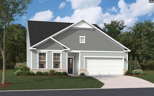 182 Scruple Way, North Augusta, SC 29860 - craftsman-style house with concrete driveway, a front yard, brick siding, and an attached garage